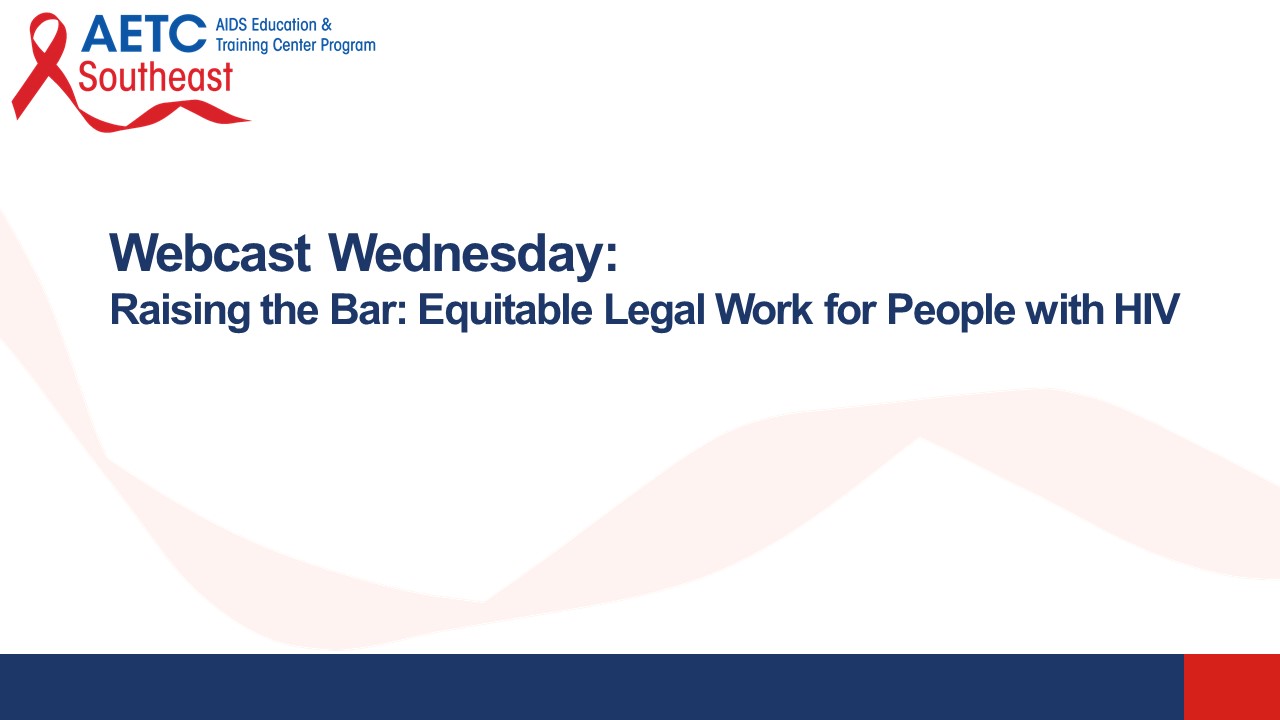 Raising the Bar - Equitable Legal Work for PWH Title Slide